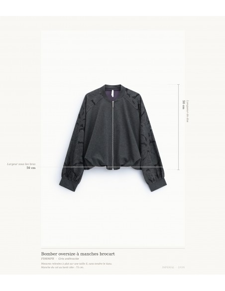Bomber oversize en point de Milan et manches brocart – Imperial Femme