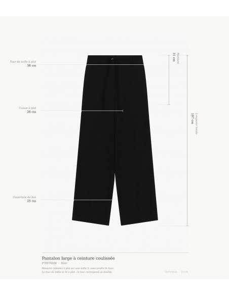 Pantalon large à ceinture coulissée en crêpe diagonale – Imperial Femme