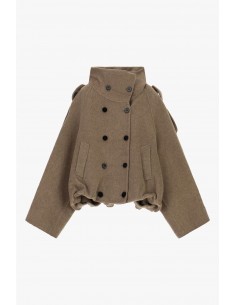 Caban court croisé à col montant en drap – Imperial Femme