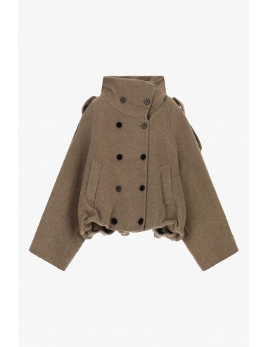 Caban court croisé à col montant en drap – Imperial Femme