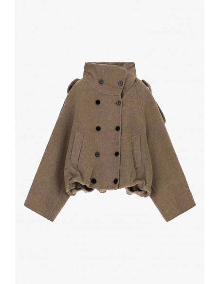 Caban court croisé à col montant en drap – Imperial Femme