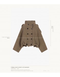 Caban court croisé à col montant en drap – Imperial Femme
