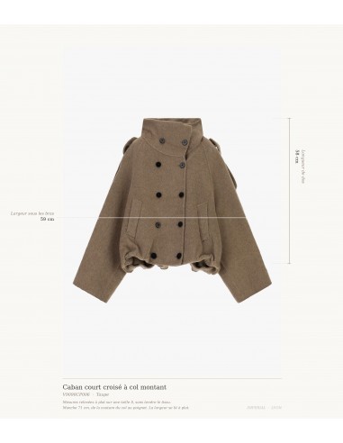 Caban court croisé à col montant en drap – Imperial Femme