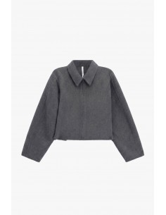 Blouson court zippé à col pointe en drap – Imperial Femme
