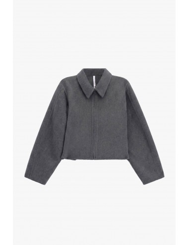 Blouson court zippé à col pointe en drap – Imperial Femme