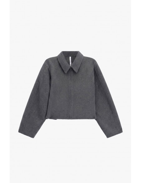 Blouson court zippé à col pointe en drap – Imperial Femme