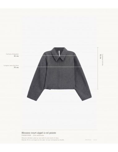 Blouson court zippé à col pointe en drap – Imperial Femme