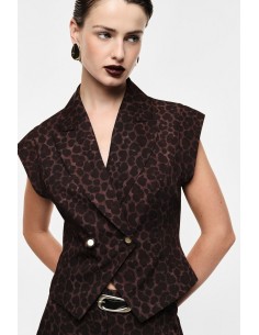 Gilet blazer sans manches imprimé panthère – Imperial Femme