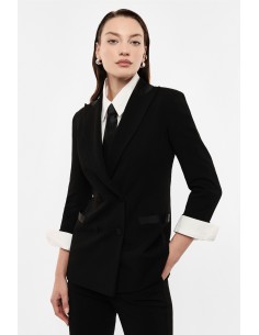 Blazer de smoking manches 3/4 col satin – Imperial Femme