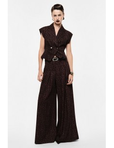 Pantalon palazzo imprimé panthère taille haute ceinturé – Imperial Femme