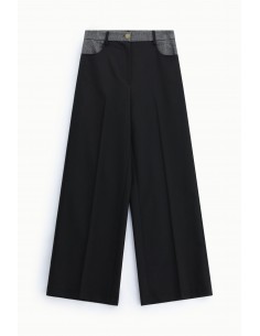 Pantalon palazzo bimatière à ceinture piquée – Imperial Femme