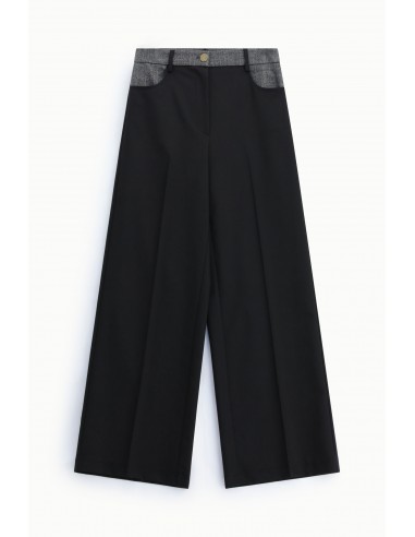 Pantalon palazzo bimatière à ceinture piquée – Imperial Femme
