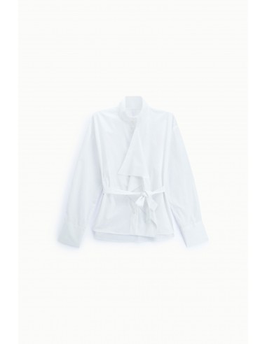 Chemise blanche en popeline à col montant et ceinture – Imperial Femme
