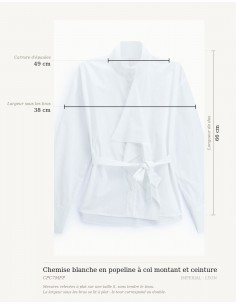 Chemise blanche en popeline à col montant et ceinture – Imperial Femme