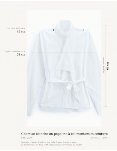 Chemise blanche en popeline à col montant et ceinture – Imperial Femme