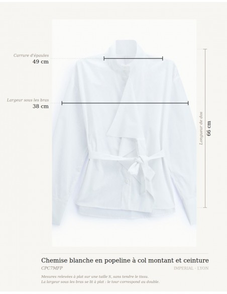 Chemise blanche en popeline à col montant et ceinture – Imperial Femme
