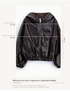 Blouson éco-cuir à capuche et manches ballon – Imperial Femme