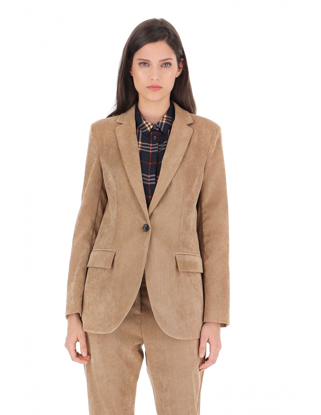 VESTE IMPERIAL FEMME OVERSIZED EN VELOURS COTELE CAMEL