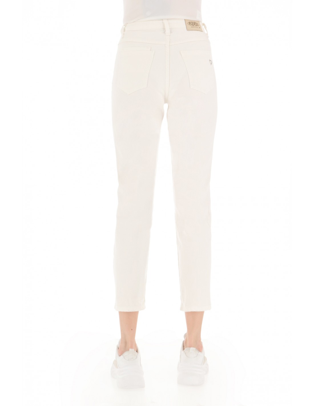 JEAN PLEASE TAILLE HAUTE MOM FIT COLORIS BAD WHITE