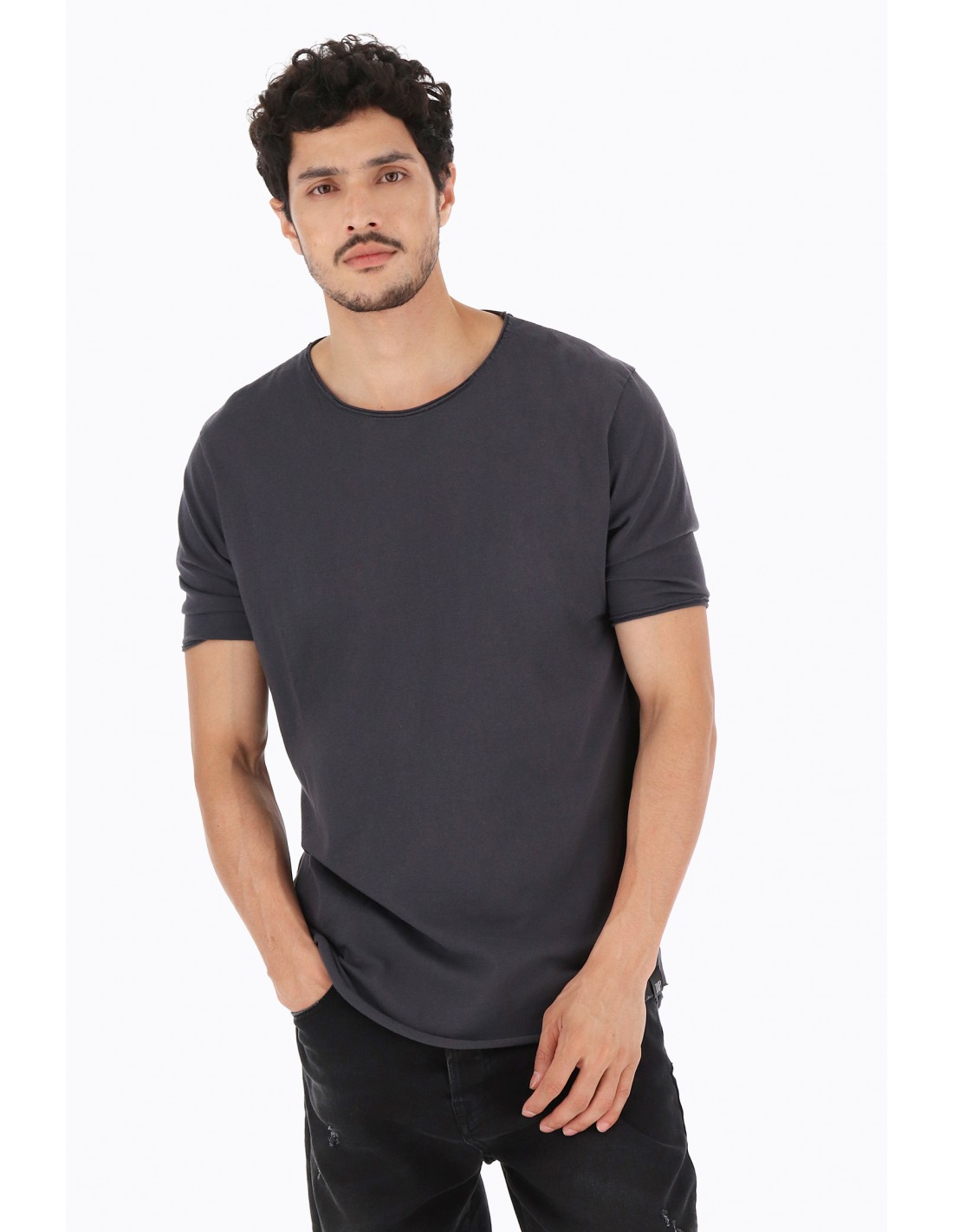 TEESHIRT LONG IMPERIAL HOMME A FINITIONS BRUTES COLORIS PIOMBO