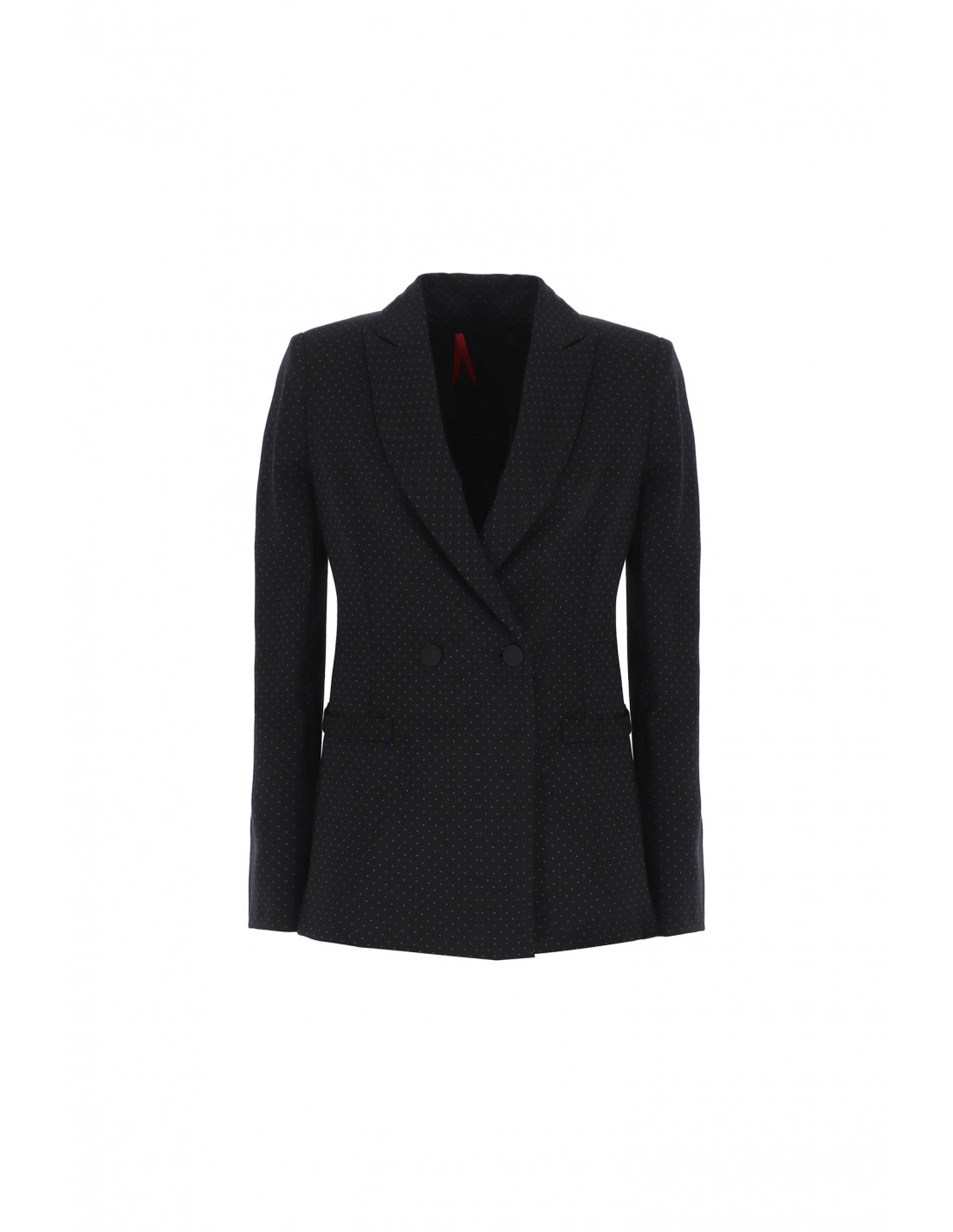 BLAZER IMPERIAL FEMME FORME CROISEE EN NEOPRENE NOIR A POIS