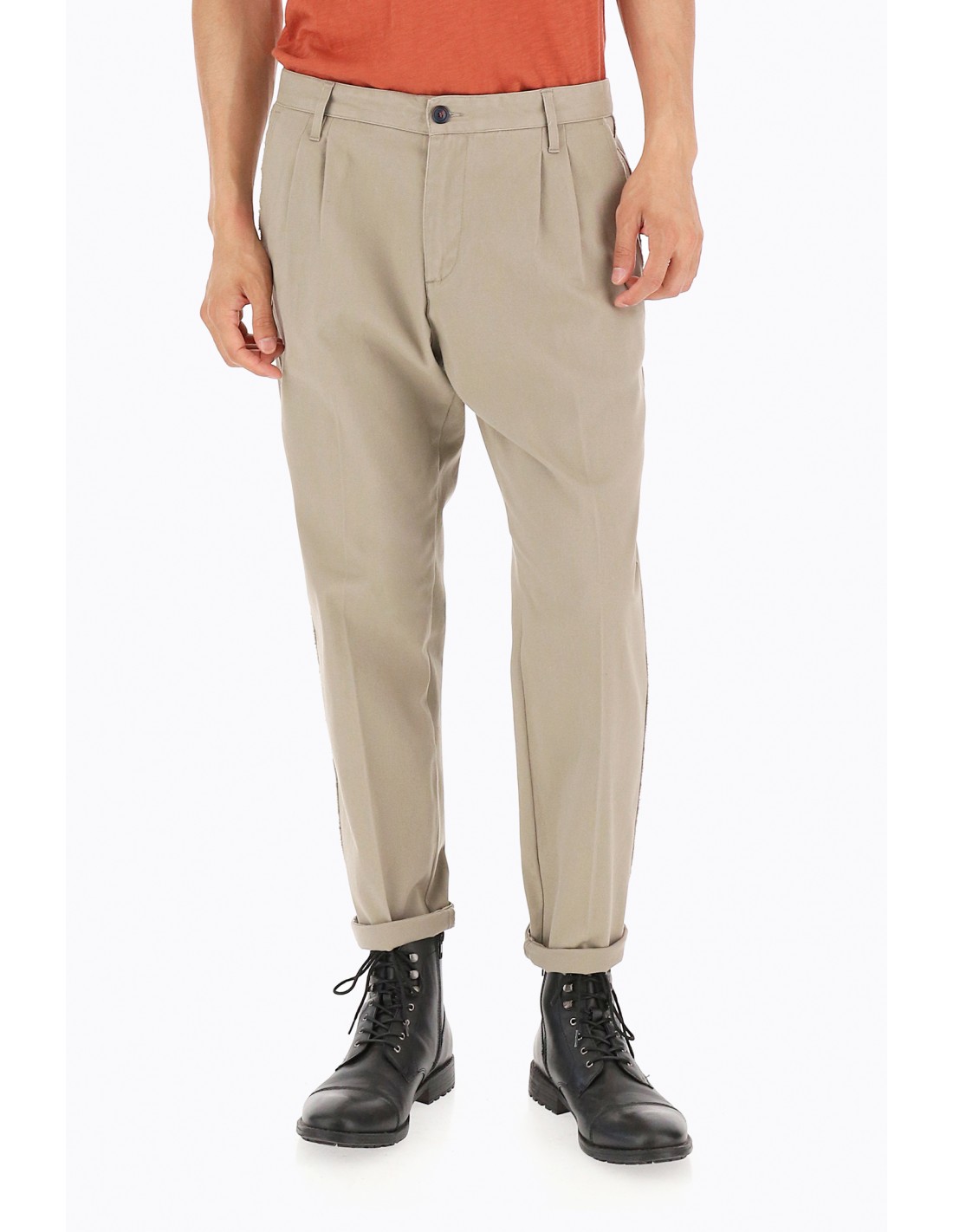 PANTALON IMPERIAL HOMME A DOUBLES PINCES ET FINITIONS BRUTES COLORIS SABBIA