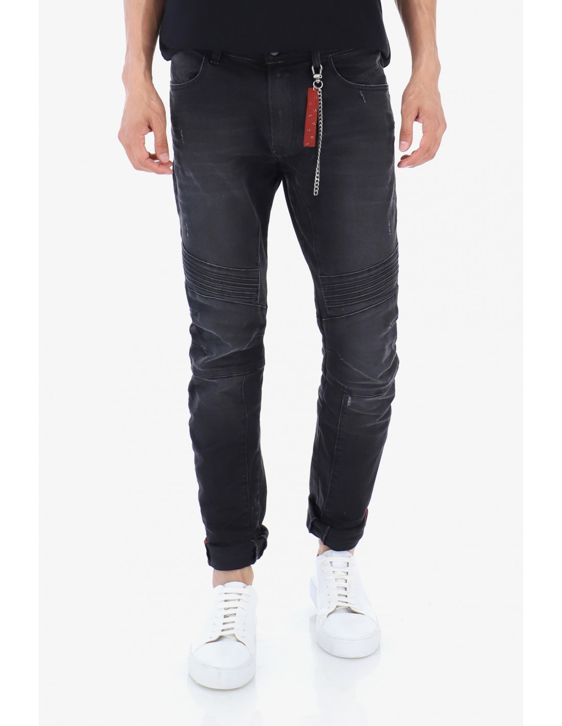 JEAN IMPERIAL HOMME TYPE BIKER EN DENIM NOIR