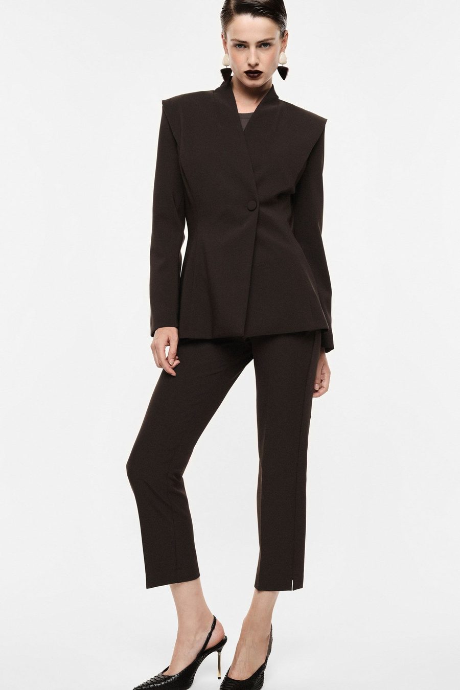 Bomber et pantalon prune noir Imperial en crêpe diagonale